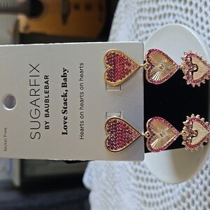 SUGARFIX BY BAUBLEBAR VALENTINE'S DAY TRIPLE HEART EARRINGS